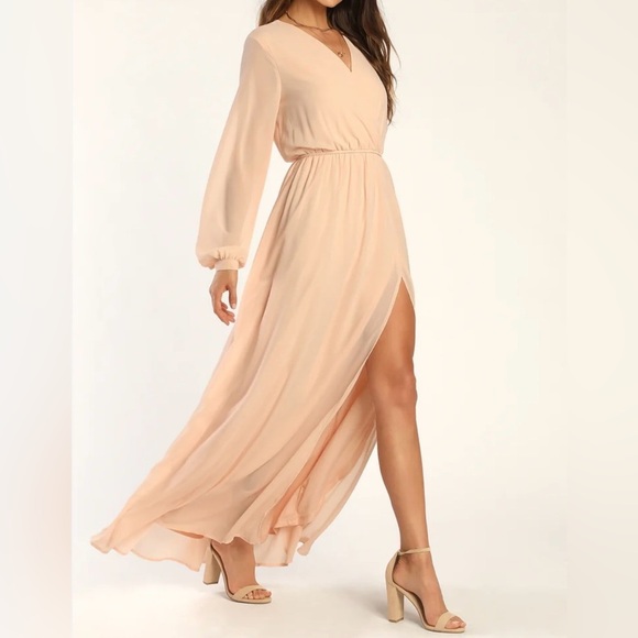 Lulus Wondrous Water Lilies Blush Pink Maxi Dress Size Small - Picture 1 of 10